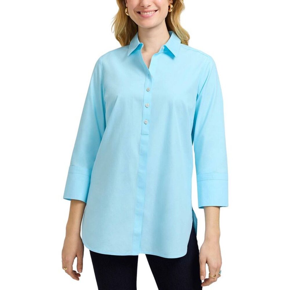 Foxcroft Womens  Madison 3/4-Sleeve Tunic Shirt, Blue